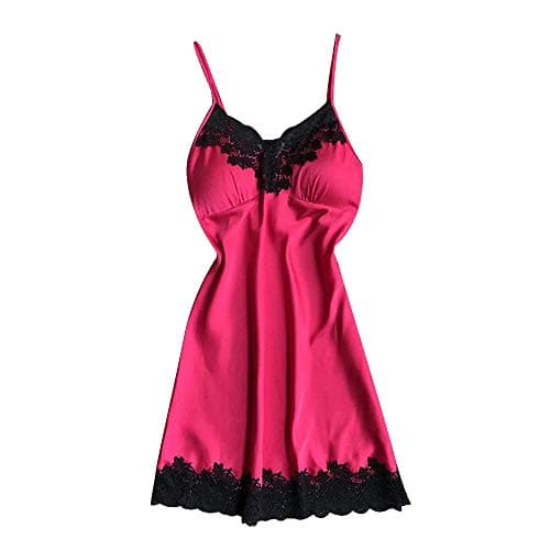 Sinwo Women Sexy Satin Sleepwear Nightwear Nightdress Pajamas Lingerie with Chest Pads