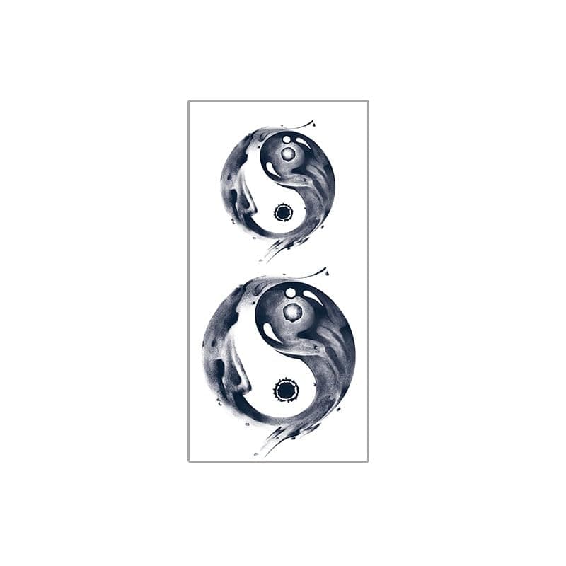 2 PCS Tai Chi Yin And Yang Fish Fake Tattoo Stickers For Men And Women Waterproof And Durable Herbal Juice Semi-Permanent Fake Tattoos Forearm And Hand Realistic