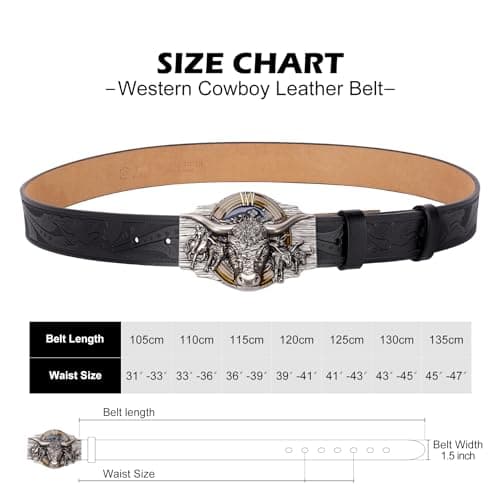 Western Leather Belt for Men Women Cowboy Cowgirl Mens Buckle Belt for Jeans, Country Belt, Ideal Men's Gifts