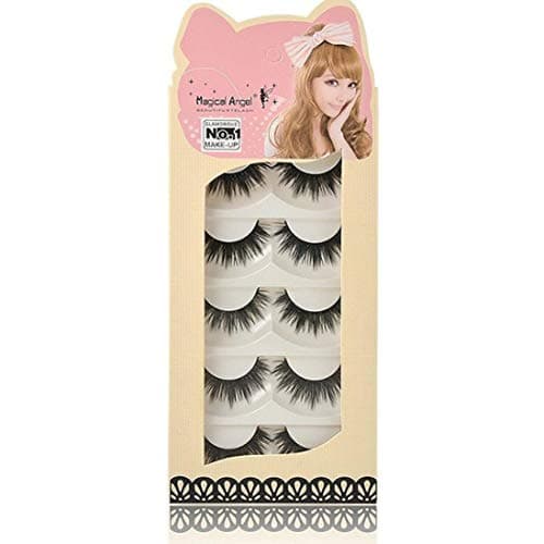 NewKelly 5 Pairs Thick Long Cross Party False Eyelashes Black Band Fake Eye Lashes (A)