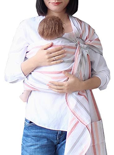 Vlokup Ring Sling Baby Carrier Wrap | Luxury Linen and Cotton Baby Slings for Newborn, Infant, Toddlers, and Kids | Adjustable Metal Aluminum Rings, Lightweight Breathable, Shower Gift, Tangerine