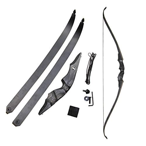 GLURAK Archery 60'' Takedown Traditional Recurve Wooden Bow w/Carved Riser for Hunting (30 LB, Right)