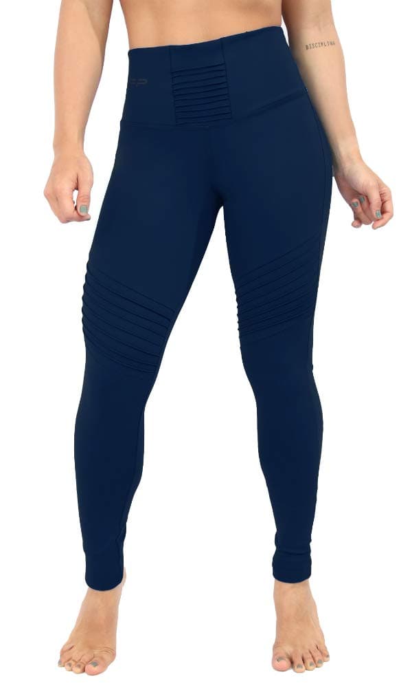 Colombian High Waist Leggings Waisted Fiber Yoga Pants Pilates Women Tummy Control Compression FP Blue