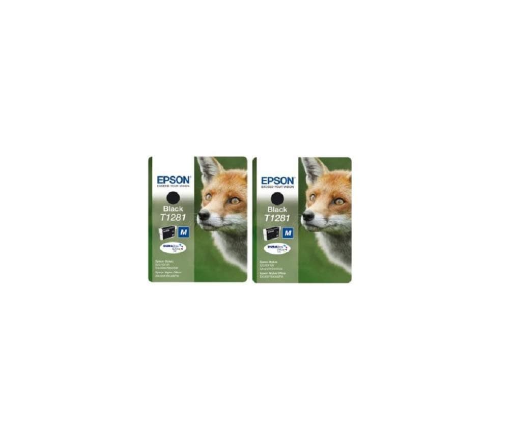 Epson T1281 x2 Original Durabrite Fox Ink Cartridges, Black (Twin Pack), Genuine