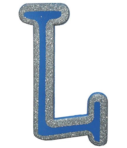 Craft for Kids-blue Foam Decorated with Silver Glitter Outline Letter "L" 7 Inch.