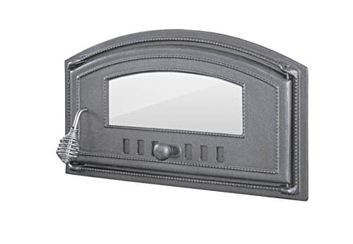 Tradehub Cast iron fire door pizza bread stone wood oven stove smoke clay fireplace with heat resistant glass | External dimensions: 490x215 mm | Opening direction: right