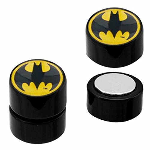 Earrings Rings Magnetic, Acrylic, Logo, Faux Plug, Batman, Faux Plugs-tapers, Non-Pierce Jewelry Pair Bat Man