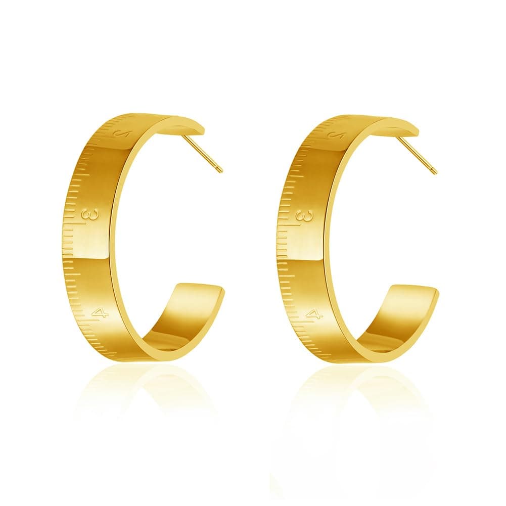 Gold Hoop Earrings For Women Geometric Textured Beaded Hoops Hypoallergenic Earrings