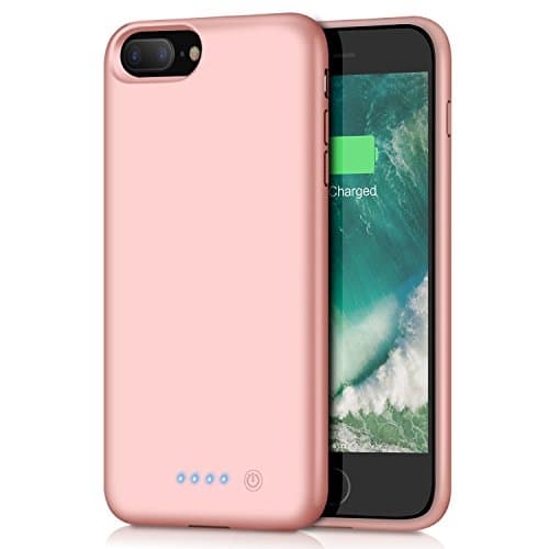 Battery case for iPhone 8 Plus / 7 Plus 8500mAh, HETP Rechargeable External Battery Pack for Apple iPhone 8 Plus 7 Plus Charging Case Portable Backup Power Bank (5.5 inch) -Rose Gold