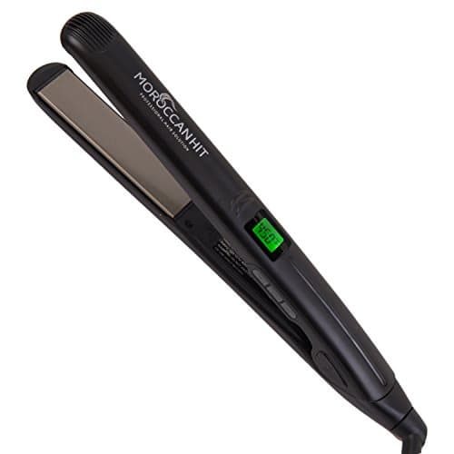 Moroccan Hit 1-Inch Titanium Ceramic Flat Iron Hair Straightener with Variable Temp and LCD Display