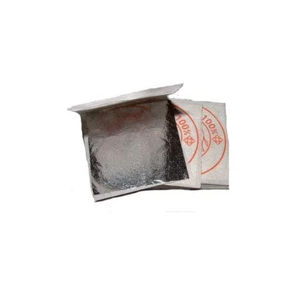 Pack of 100% 20 Sheets Edible Food Silver 40 mm X 40 mm foils pure 999/1000 for eating E 174 european and US silver leaf