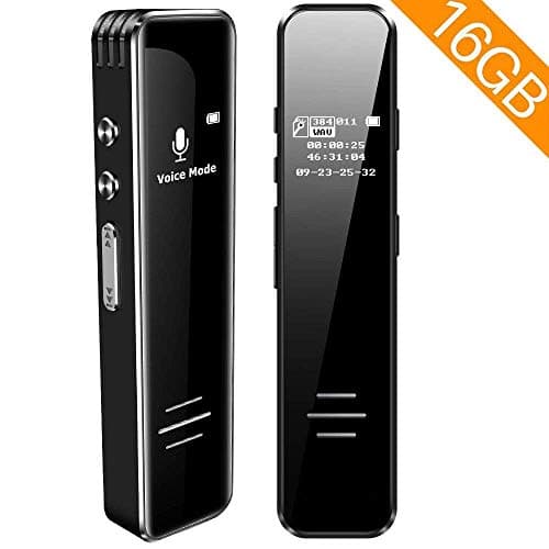 16GB Digital Voice Activated Recorder, Mini MP3, Black