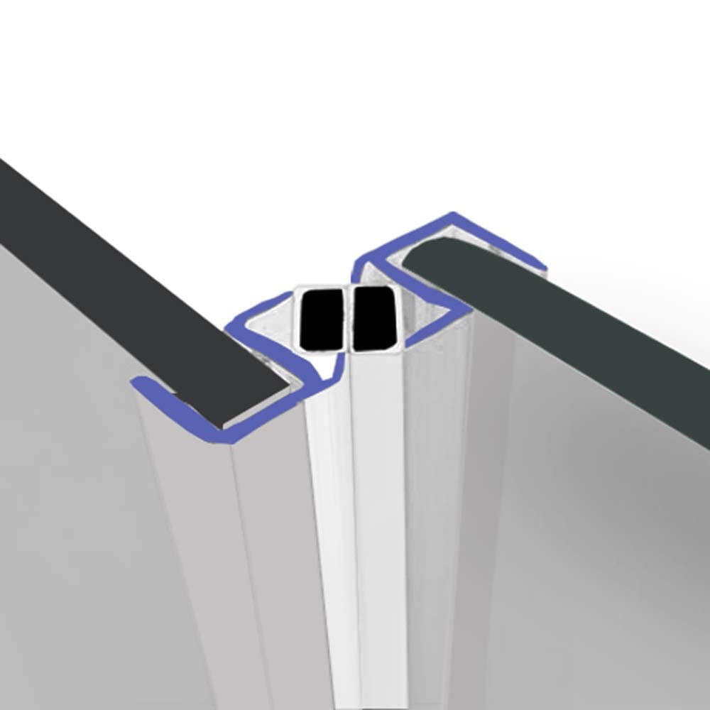Magnetic Shower Seals | Sold in Pairs | Fits 8-10mm Glass | 90° Magnet for Pivot Opening Doors | 2 Metres Long | MAG020