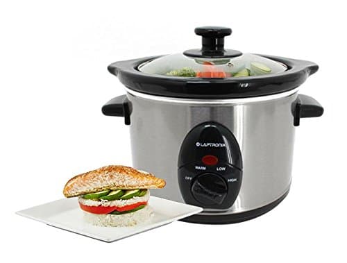 Premium Stainless Steel Slow Cooker 1.5L Pot + Removable Ceramic Inner Bowl Steam Grill