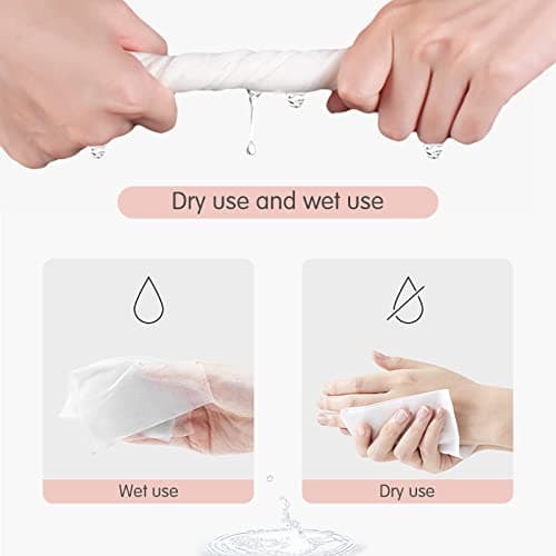 Facial Dry Wipes, ZONSEN 100% Pure Cotton Tissues, Unscented Soft Strong Absorbent Disposable Face Towel for Sensitive Skin, Facial Cleansing, Makeup Removing, Baby Care, 7.87” x 7.87” 600 Count