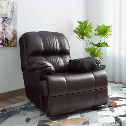 WESTIDO Faux 1 Seater Recliner for Home & Living Room in Leatherette | Brown | 91.5X100X83.5 cm | 1 Year Warranty