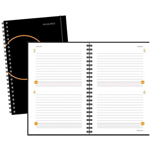 AT-A-GLANCE® Plan.Write.Remember.® 2-Days-Per-Page Planning Notebook, 6" x 9", Black
