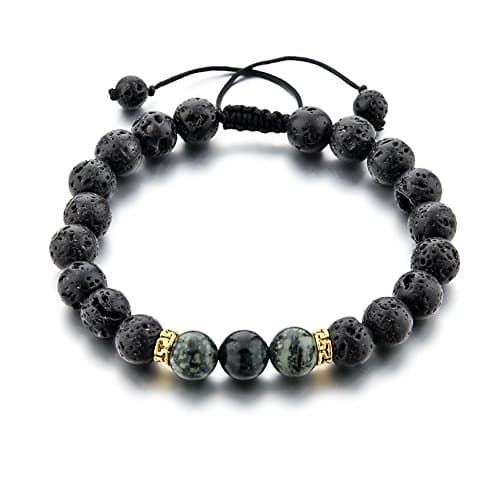 Mystiqs Fitness Adjustable Lava Rock Beaded Stone Bracelets Essential Oil Diffuser for Men/Women, Aromatherapy Ideal for Anti-Stress or Anti-Anxiety