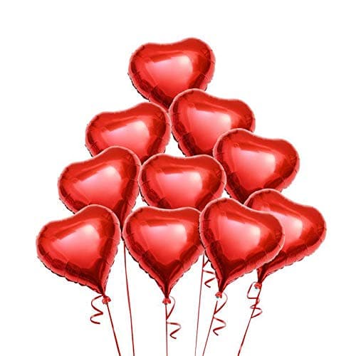 Quadow 18 Inch Red Heart Balloons Foil Balloons Mylar Balloons for Party Decorations, 20 Pieces
