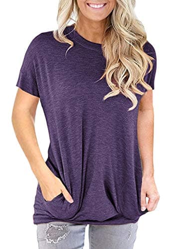 Short Sleeve Batwing Sleeves for Women Casual Basic Comfy Tee Shirt Round Neck Tunic Tops