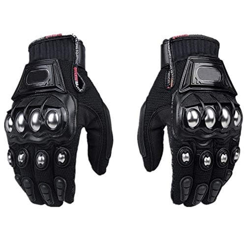 Steel Outdoor Reinforced Brass Knuckle Motorcycle Motorbike Powersports Racing Textile Safety Gloves (Black, XX-Large)