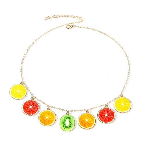 Creative Assorted Multiple Trendy Fruits Necklace Set for Women's Girls (Kiwi)