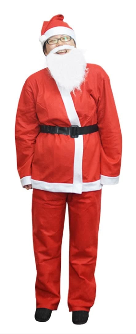 Nicky Bigs NoveltiesAdult Cheap Disposable Santa Claus Suit Costume 5pc Set Christmas Pub Crawl Suit Outfit, One Size