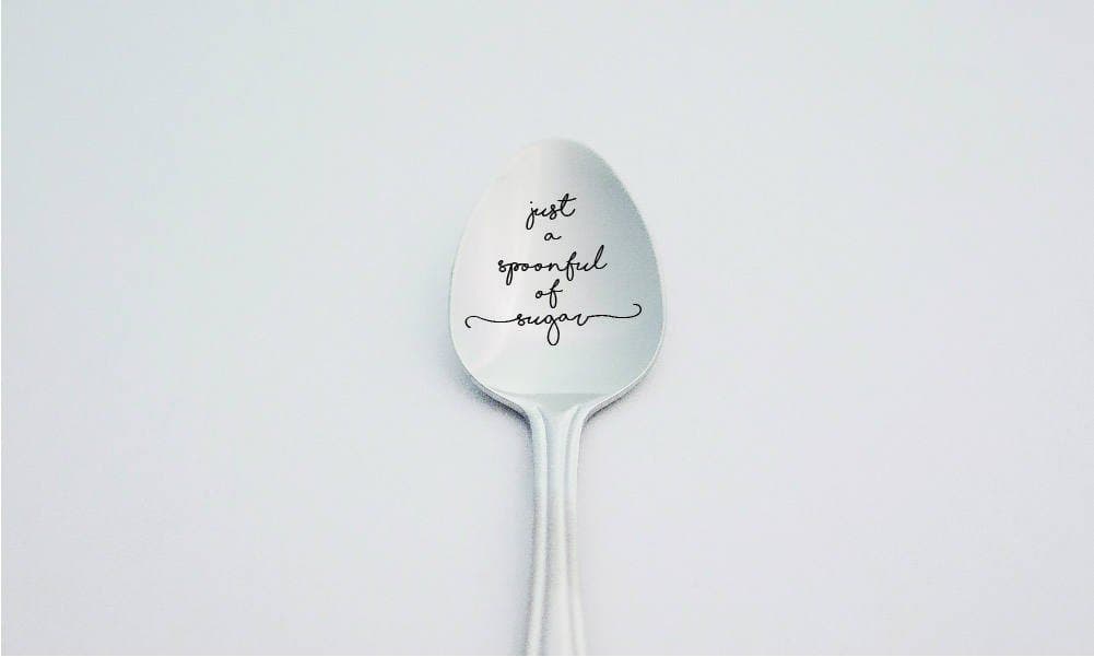 Just A Spoonful of Sugar - Cute Engraved Spoon - Engraved Spoon - Coffee Lover - Engraved Silverware - Coffee Gifts