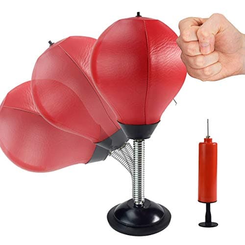 MSYG Stress Buster Desktop Punching Bag with Pump Desk Speed Bag with Stand for Heavy Duty Anxiety Relief Freestanding Kit Accessory for Adult and Children