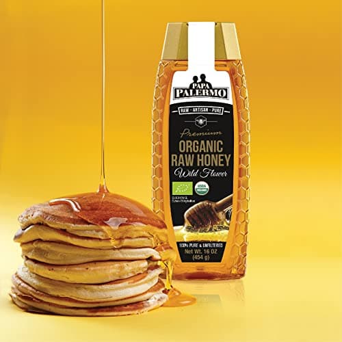 Palermo Organic Honey 100% Wild Flower, Filtered, Raw, 16 Ounce