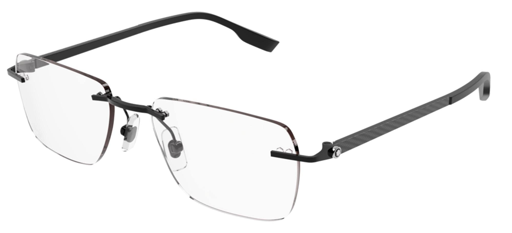 Montblanc Rimless Carbon Fiber Eyeglasses MB0185O 001 Black/Gunmetal 55mm 185