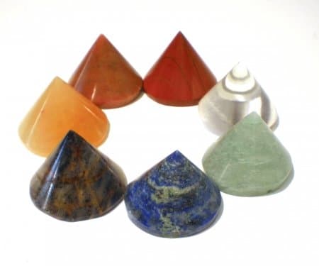 7 Piece Crystal Cone Chakra SET w/ Pouch Reiki Healing Energy Stones