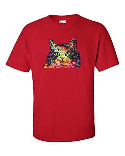 Infinity Men's Dean Russo Rainbow Cat Graphic Great Gifts Novelty Short Sleeve T-Shirt - Large - Cherry Red