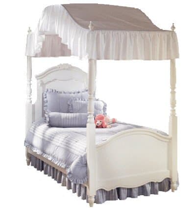 Twin Size Ruffled White Canopy Top 200 Thread Count- Flat or Arch Style Canopy Made In The USA