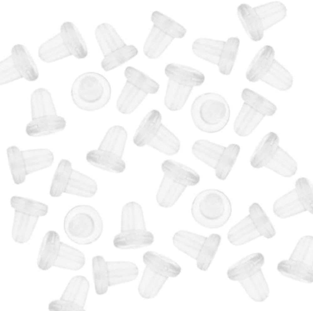 Soft Clear Rubber Replacement Earring Backs Tube Bullet Back Stoppers Earnuts Jewellery Making Findings UK Seller ((±) 100pcs 4mm Butterfly)