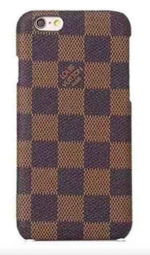 iPhone Luxury Designer Case, High Fashion Slim Durable Faux Leather Textured Checkered Case for iPhone X & XS (Brown, iPhone X & XS)