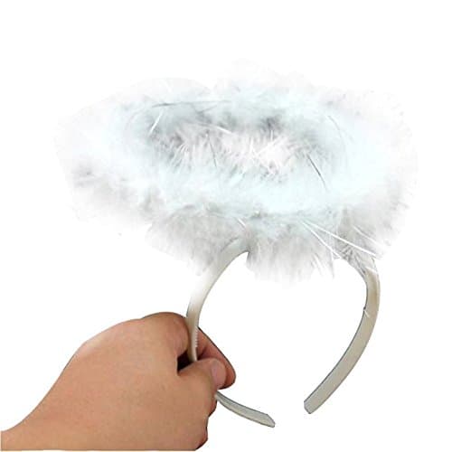 Cuteco Feather Angel Halo Headband Fancy Xmas Party Dress Headwear Costume (white)