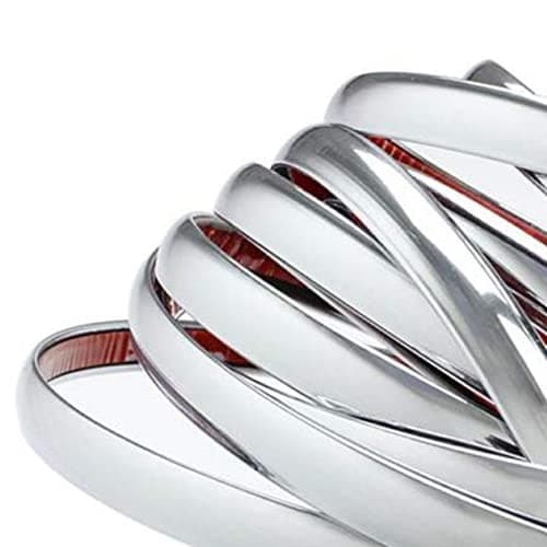 Lanyifang 1Roll 10mm*15m Chromium Plating Trim Strip Car Styling Decoration Tape Silver PVC Car Window Trim Strip Flexible Auto Car DIY Chrom Trim Strip Protector for Window Bumper Grille