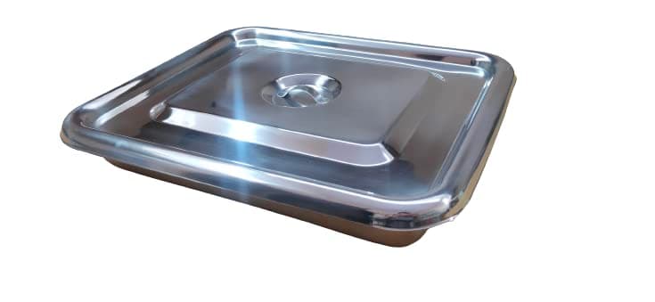 Stainless Steel Instrument Tray 15" x 12" Inches with Flat Cover and Lid Handles, Reusable and Autoclavable, Perfect for Hospitals, Laboratories, and Surgical Centers Pack of 1 Instrument Tray