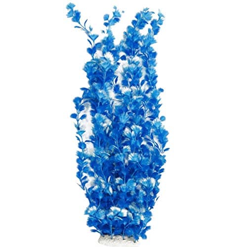 Lantian Sky Blue Grass Cluster Aquarium Décor Plastic Plants Extra Large 23 Inches Tall ZL6510