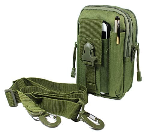 Tactical Waist Pouch EDC Molle Pouch, Passport Pouch, Jewellery Pouch, Multipurpose Utility Pouch Belt Waist Bag with Cell Phone Holster Holder Cum Shoulder Bag (Green)
