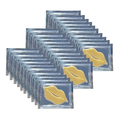 Eakroo 24K Golden Crystal Lip Mask, 30 Pieces Collagen Gel Lip Pad, Remove Dead Skin, Anti Chapped & Anti-Aging, Minizes Lip Fine Lines, Lighten Lips, Lip Masks Sheet for Dry & Cracked Lips Hydrating