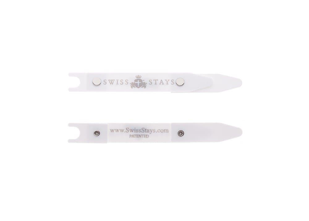 Swiss Stays Plastic Collar Stays - White - 3 Pack Tin