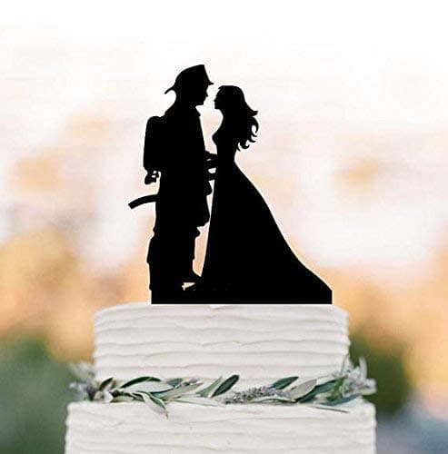 Cake Topper for Wedding Fireman Groom And Bride Silhouette Firefighter Funny Bride and Groom Wedding Cake Topper Gifts