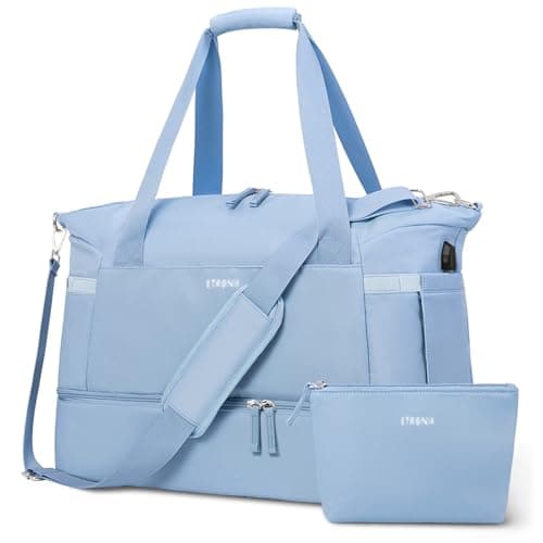 ETRONIK Gym Bag for Women, Travel Duffel Bag with USB Charging Port, Weekender Overnight Bag with Wet Pocket and Shoes Compartment for Women, Travel, Gym, Yoga