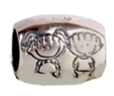 Poruni Girl Boy Kids Brother Sister Charm Bead - .925 Sterling Silver - Fits Pandora Charm Bracelet