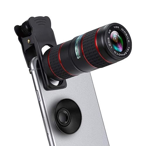 Phone Lens Zoom, ANARONA 12X Optical HD Cell Phone Camera Lens Dual Focus Monocular Universal Clip On Telephoto Lens for iPhone Max XS XR X 8 7 6 Plus, Samsung Galaxy S9 S8 S7 Edge Android Smartphones