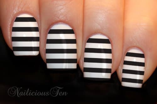 Black Stripe Nail Wraps Art Water Transfer Decals 12pcs - ST8019