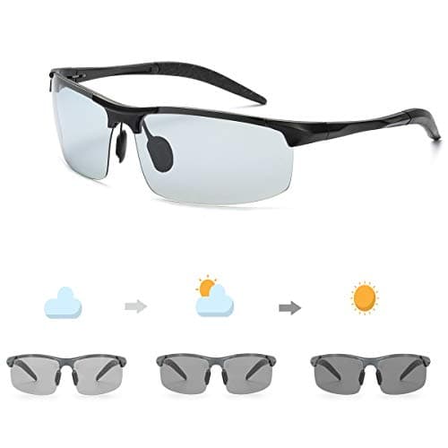 Sunglasses Photochromic Men with Polarized Lens Bike Glasses for Men, 100% UV Protection Sunglasses for Men