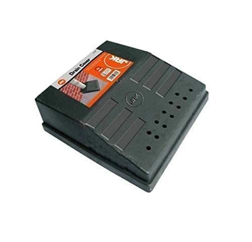 BLACK DURABLE DRAIN COVER. PLASTIC. CUTAWAY FOR DRAIN PIPE. KEEP UNBLOCKED. NEW.